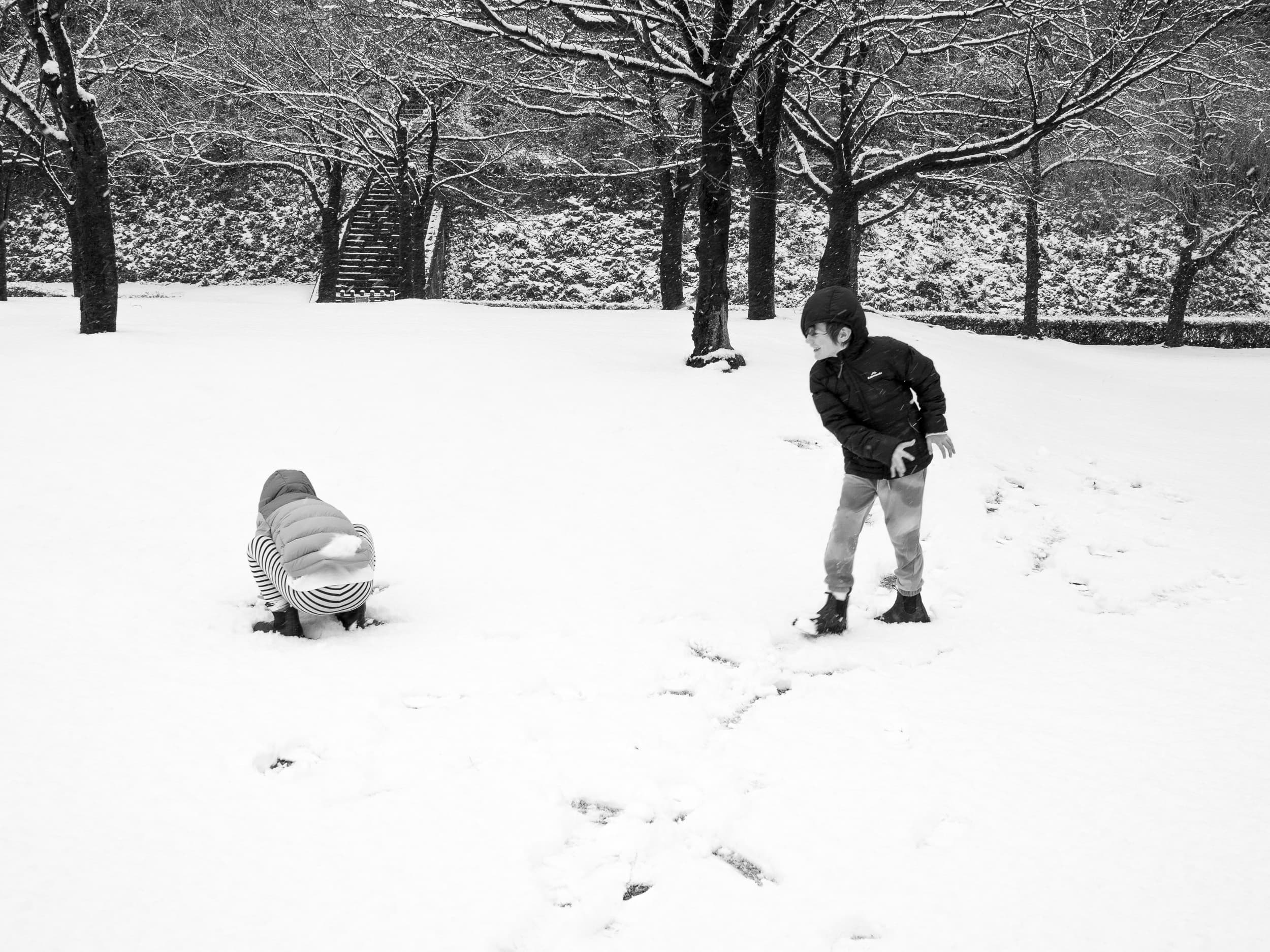 Playing in the snow in Kanazawa